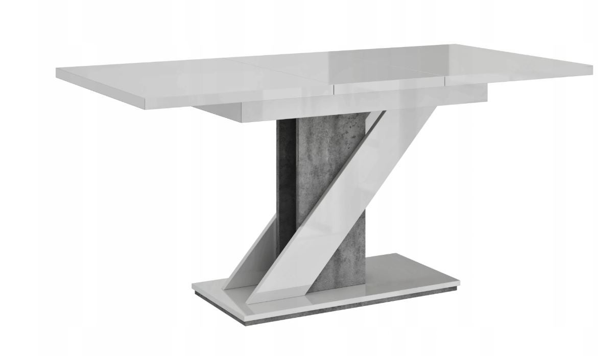 TABLE A MANGER EXTENSIBLE EVAN - BLANC LAQUE ET BETON 120-160 CM ...