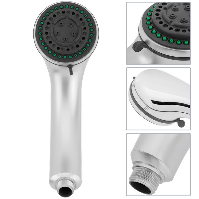 Alcachofa móvil cuadrada para ducha cromado con sistema antical, ahorro de  agua y 1 función - Cablematic