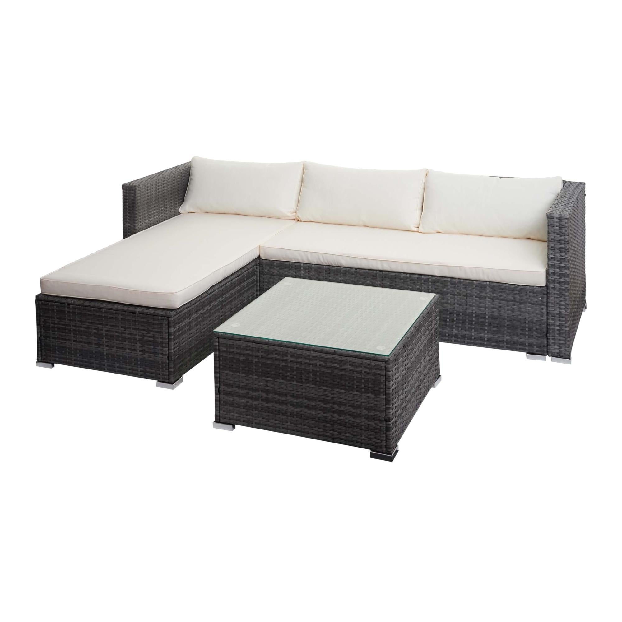 Set Salotto Giardino 7 Pezzi In Polyrattan Con Cuscini Morbidi - Divano Modulare E Tavolino Vetro Per Esterni - Foto 4