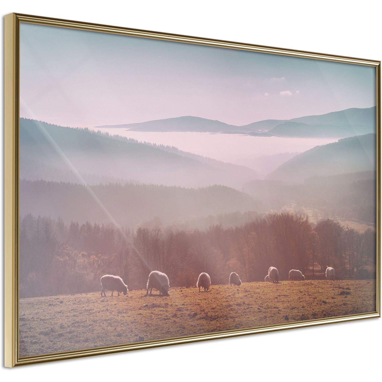 Tableau imprimé et encadré pour enfants 'Licorne adorable' / 100x140cm