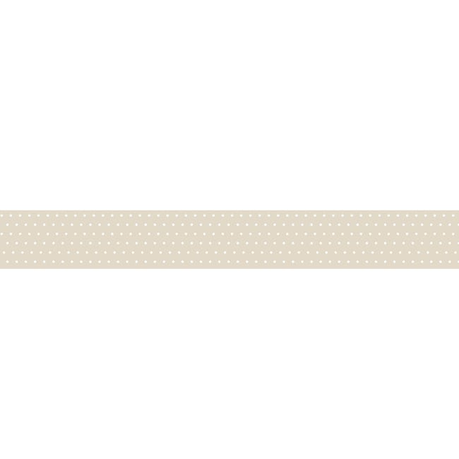 Cenefa adhesiva decorativa, puntos blancos friso sobre un fondo de crema  beige liso, 15 cm x 300 cm