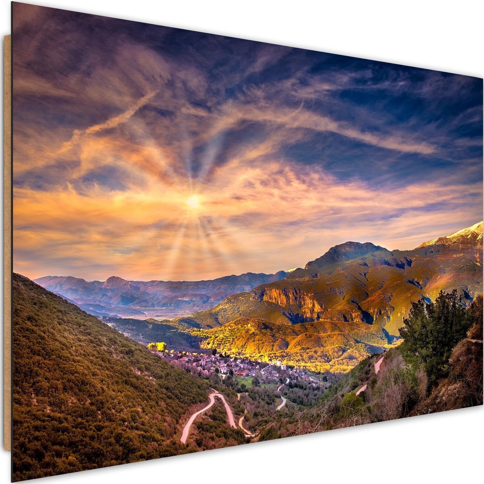 Impression sur Toile Montagnes Paysage Nature Moderne 60x40 cm XXL Tableau  Décoration Murale Intissée pour Salon Chambre pret a accroche