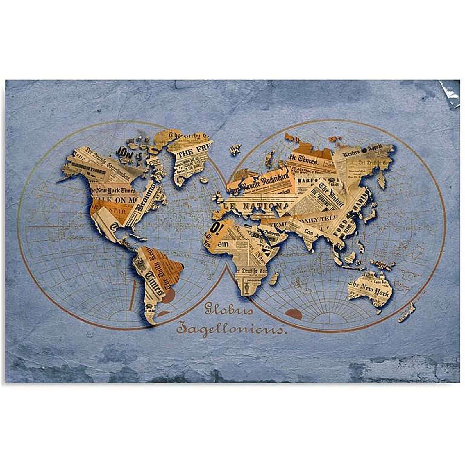Puzzle en bois - Carte du monde, à monter soi-même - couleur bleue