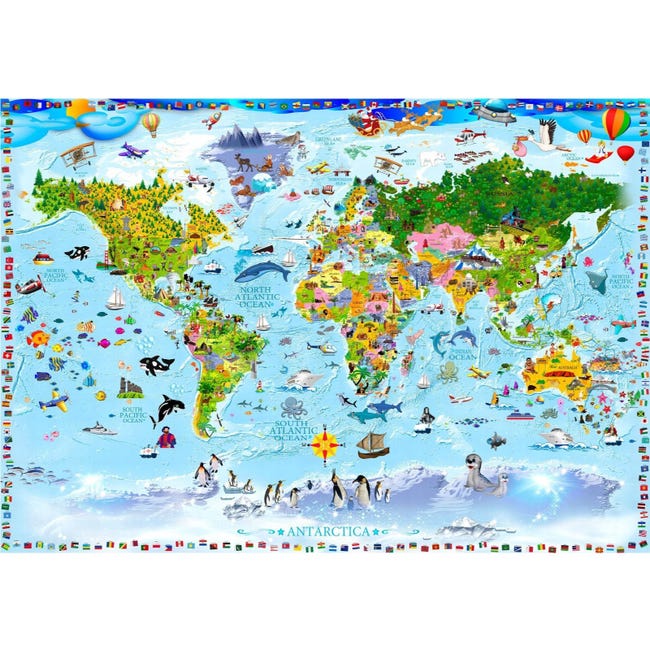 Découvrez ce puzzle la carte du monde de 78 pièces avec votre enfant !