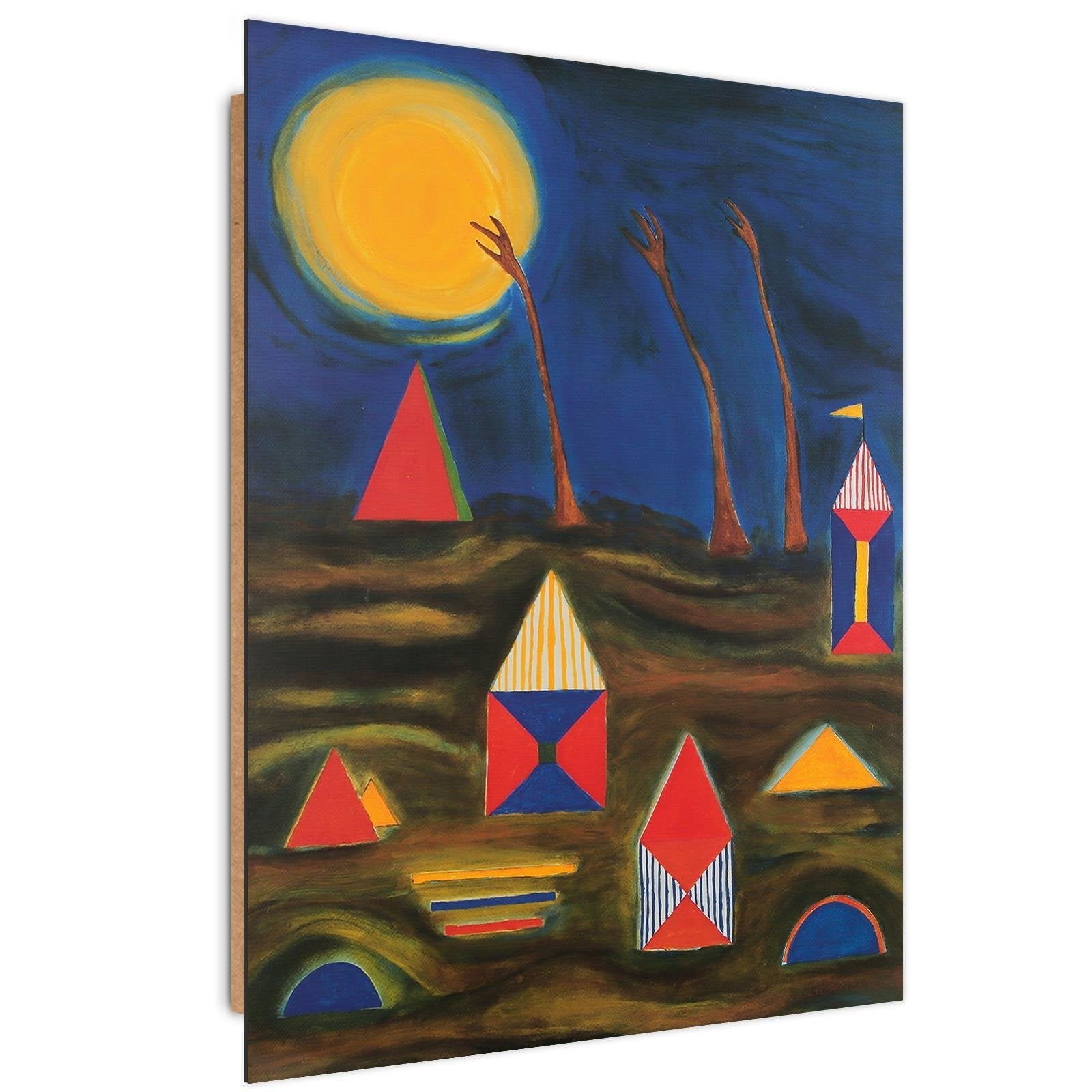 Tableau chalets bois et abstraction soleil - 60 x 80 cm | Leroy Merlin