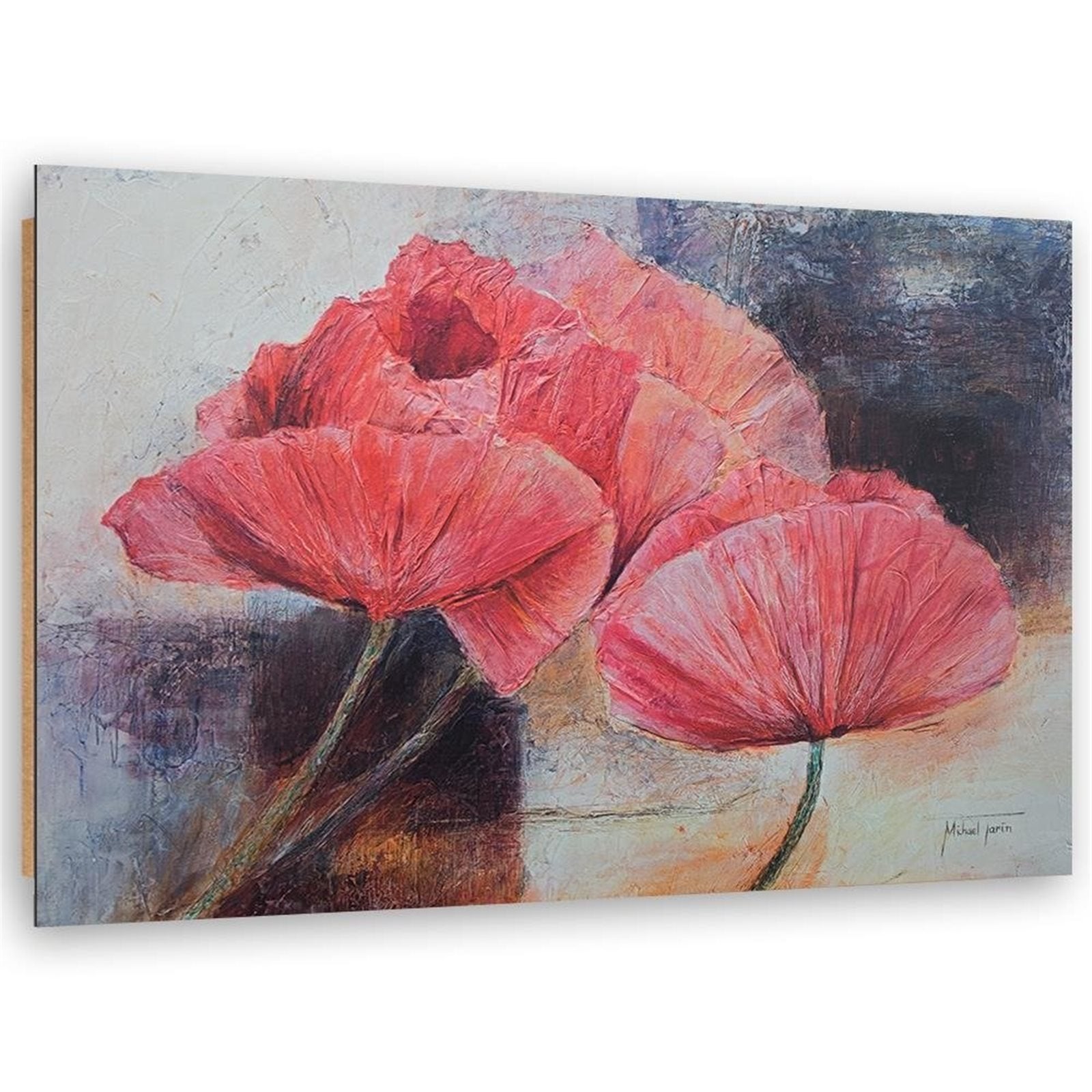 Tableau coquelicots aquarelle : toile imprimée murale fleurie