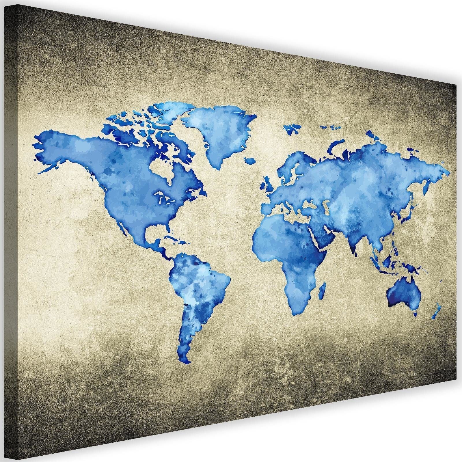 Tableau carte du monde couleur bois - 80x50 cm