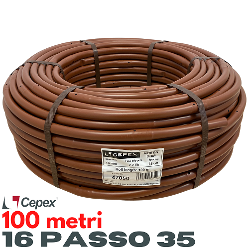 Cepex TUBO ALA GOCCIOLANTE 16 PASSO 35 IRRIGAZIONE A GOCCIA GREEN DRIP 100  mt