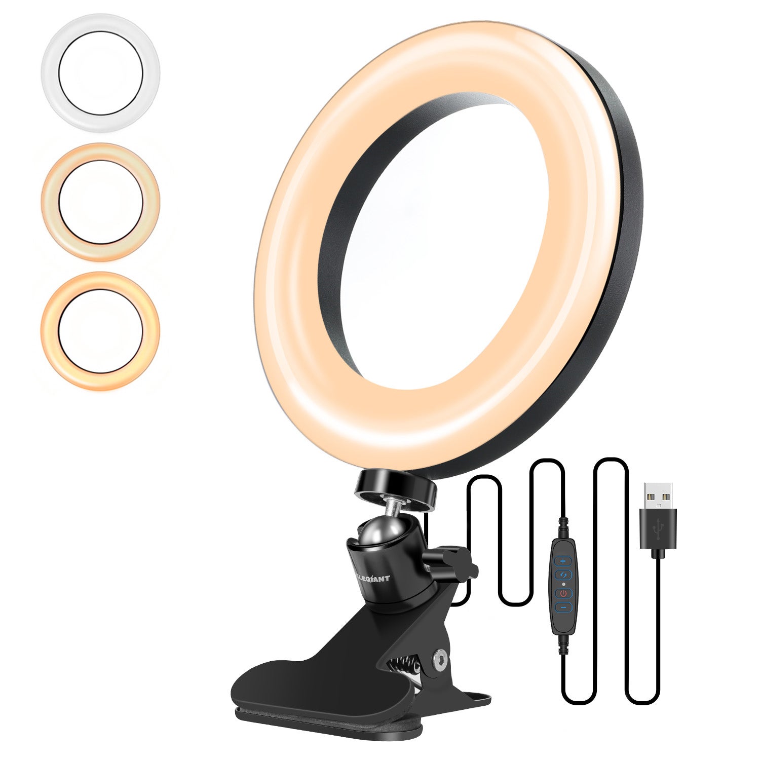 Ring Light avec Trépied Lampe USB 25cm Selfie Anneau Lumineux LED