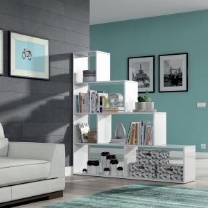 Libreria scaffale cubi rovere nodi bianco con ripiani 72 X 33 X