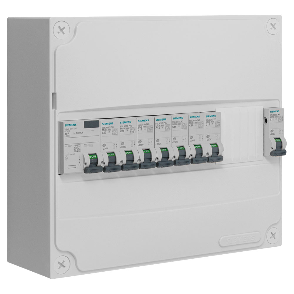 Inter Diff Type A Ou Ac SIEMENS- Tableau 1 rangée pré-équipé 1 inter. diff. 40A type AC + 8 disjoncteurs | Leroy Merlin