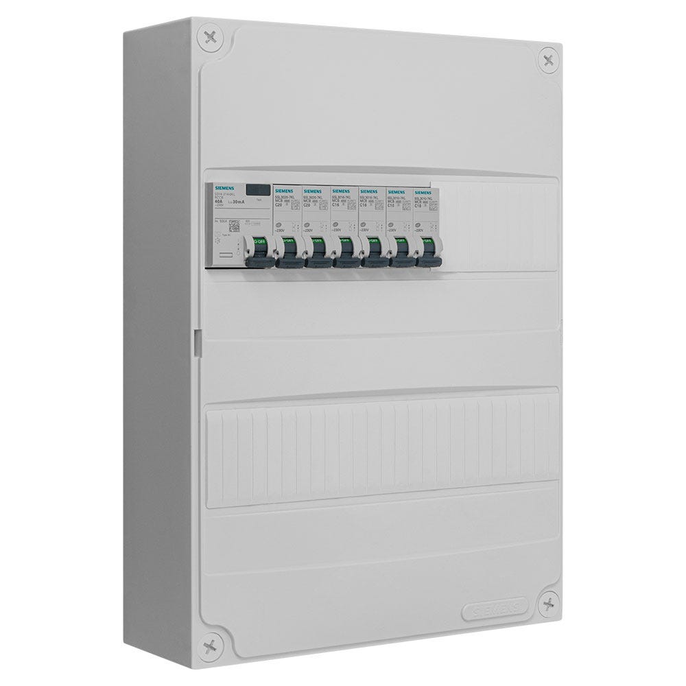 Inter Diff Type A Ou Ac Siemens Ingenuity for life- Tableau 2 rangées pré-équipé 1 inter. diff. 40A type AC + 6 disjoncteurs | Leroy Merlin