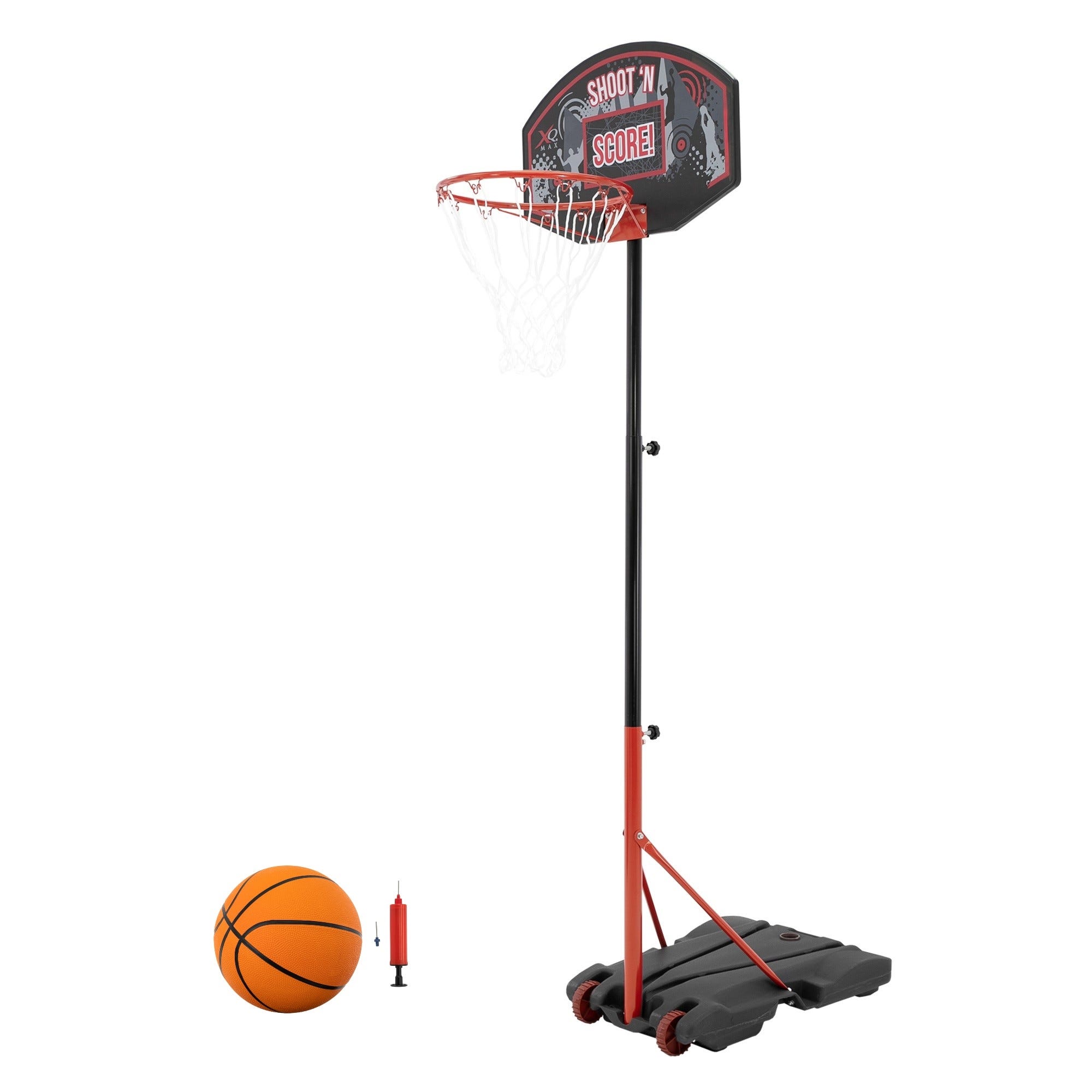 Panier De Basket Sur Pied Hauteur Réglable De 185 Á 248 Cm Avec Ballon Et  Pompe
