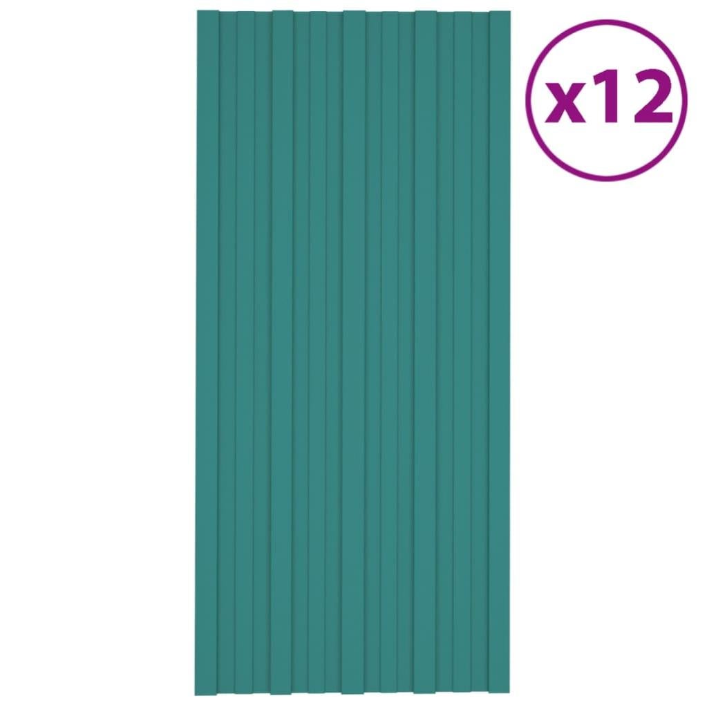 Panneaux De Toiture 12 Pcs Acier Galvanis Vert 100x45 Cm VidaXL panneaux-de-toiture-12-pcs-acier-galvanis-vert-100x45-cm-vidaxl