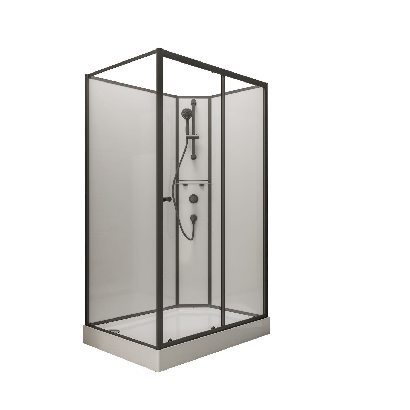 Schulte cabine de douche intégrale complète avec porte coulissante, verre 5  mm, 80 x 120 cm, paroi latérale à gauche, ouverture vers la droite, Tahiti