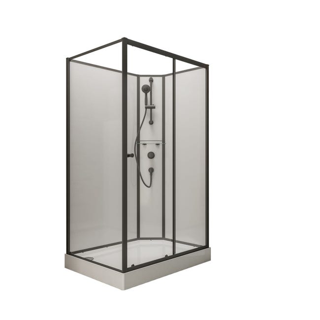 Schulte de douche intégrale complète avec porte coulissante, verre 5 mm, 80 x 120 cm, paroi latérale à ouverture vers la droite | Leroy Merlin