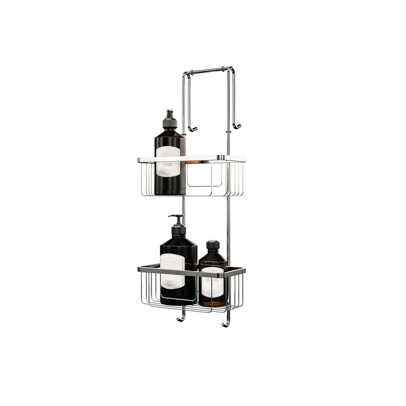 Schulte estante de ducha para colgar, 67 x 21 x 18 cm, 2 cestas para el  champú, organizador de baño, negro