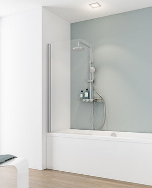 Pare-baignoire 120x140cm à 5 volets, paroi pivotante et pliante 180°, écran  de douche en 4mm verre securit et transparent