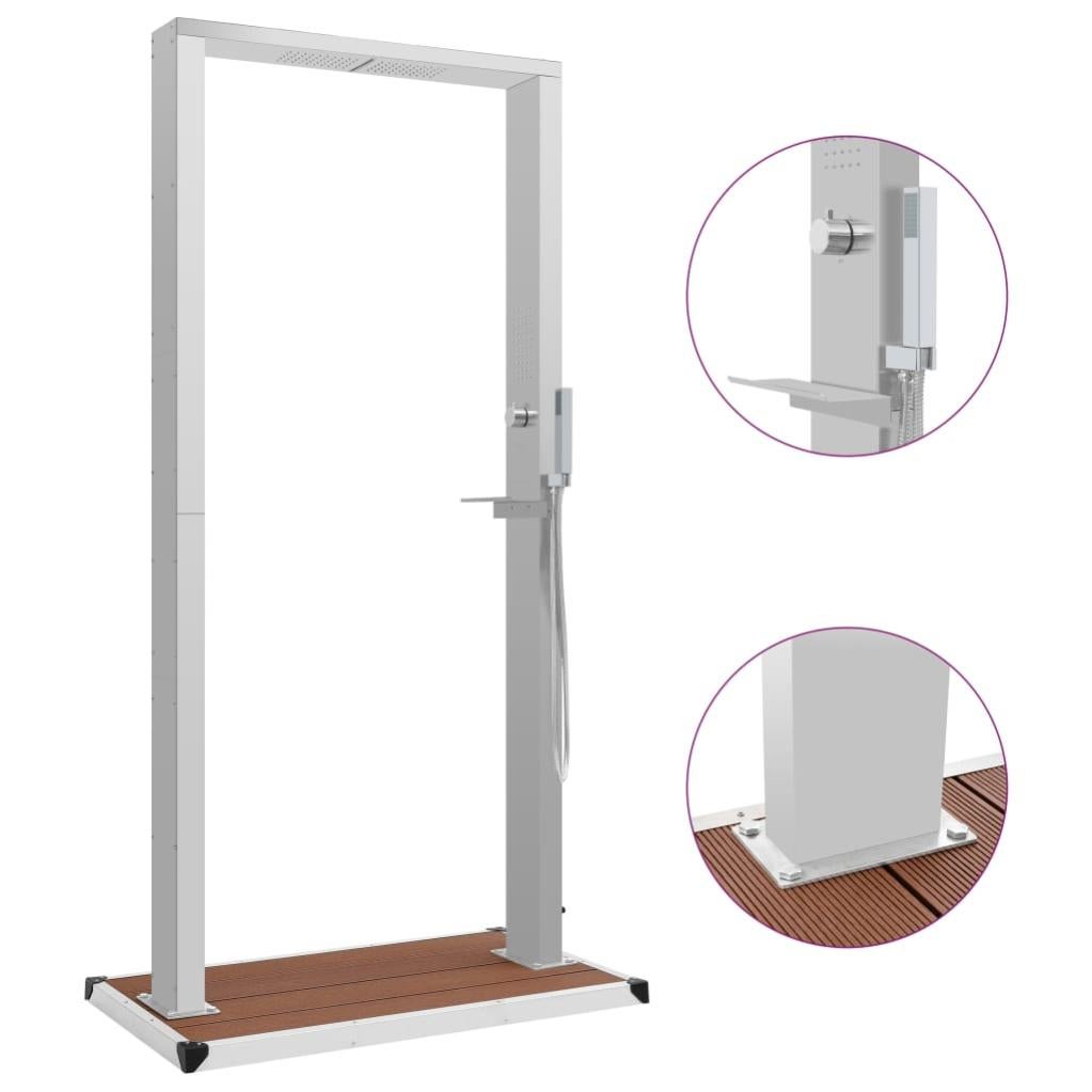 Douche d'extérieur avec receveur WPC Acier inoxydable vidaXL Leroy Merlin