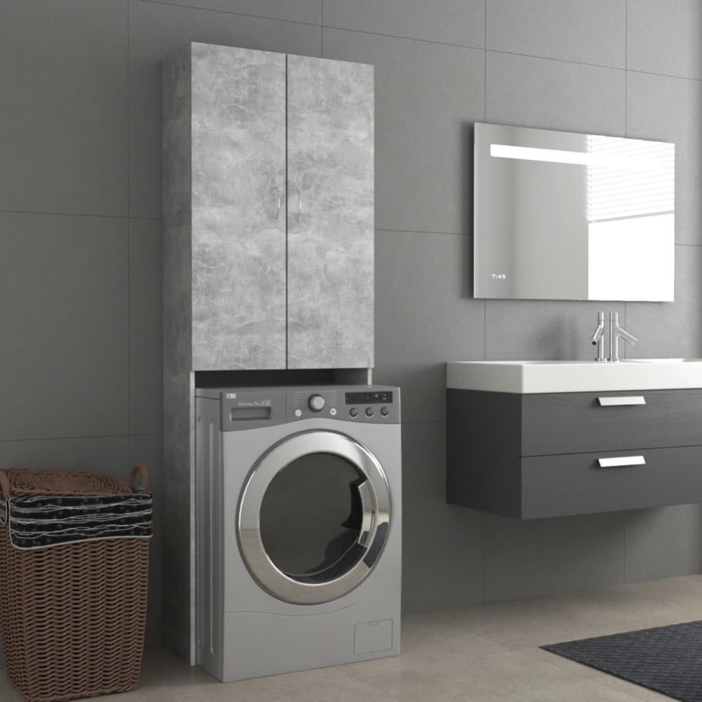 Mobile Lavatrice Grigio Cemento 64x24x190cm - Legno Multistrato, Vano 88.5cm, 25.8KG - Foto 12