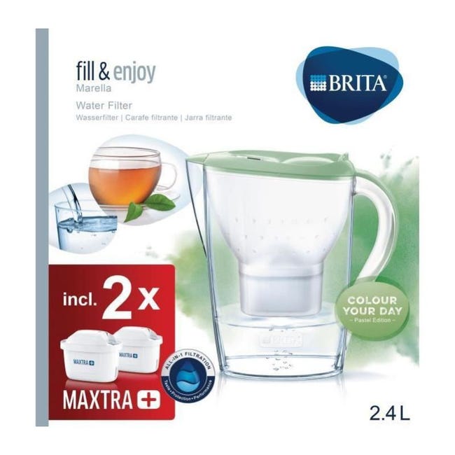 BRITA 1039545 Caraffa filtrante Marella 2 cartucce Maxtra + - verde  pastello