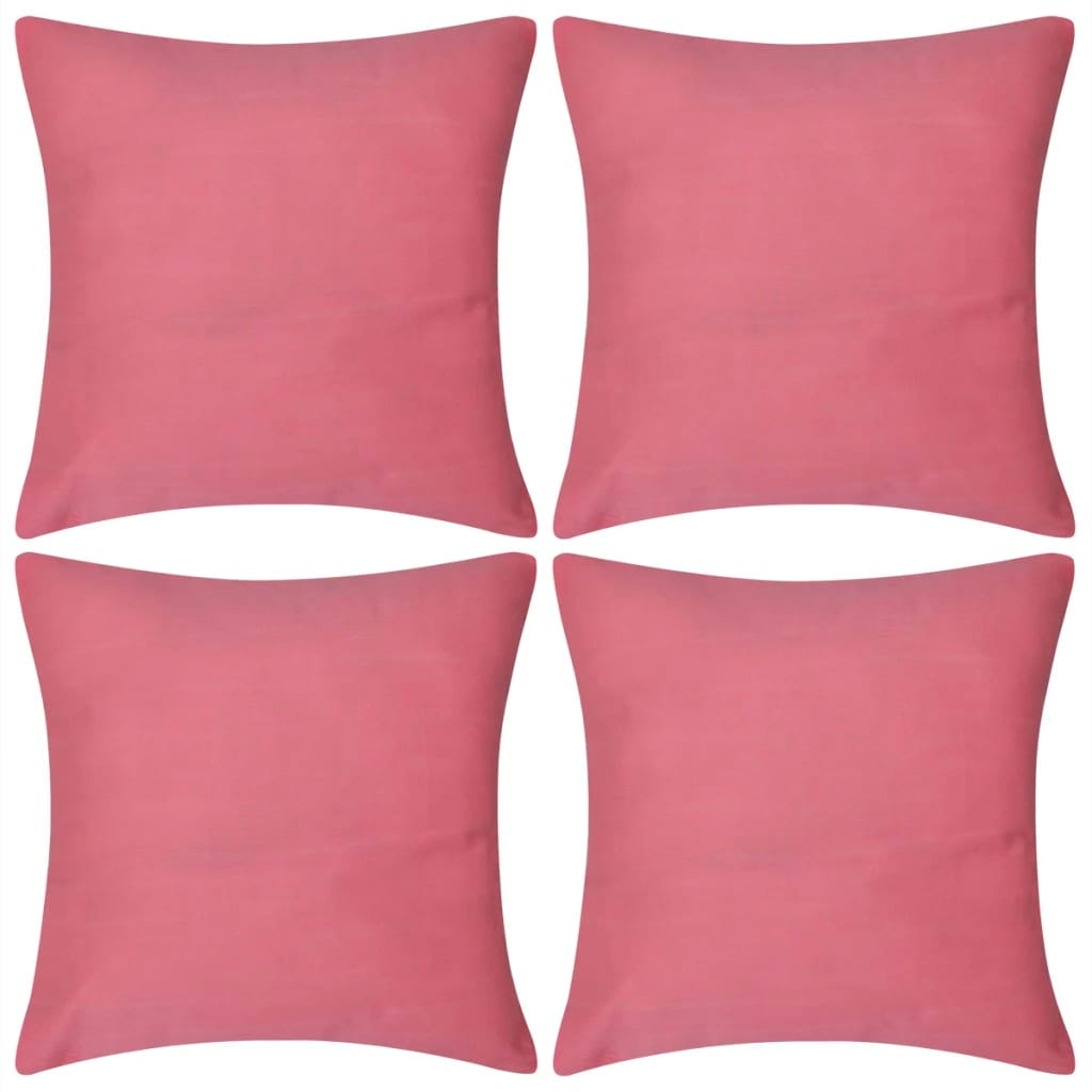 4 fundas para cojines rosa de algodón 50x50 cm