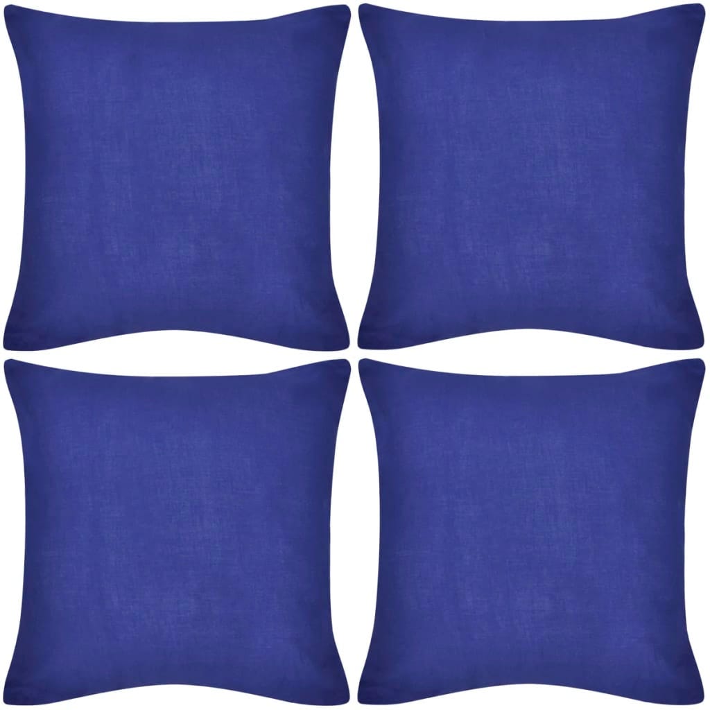 4 fundas para cojines azul de algodón 40x40 cm