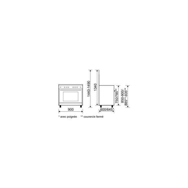 Piano de cuisson gaz - Largeur 90 cm - Glem - GA960MIX2