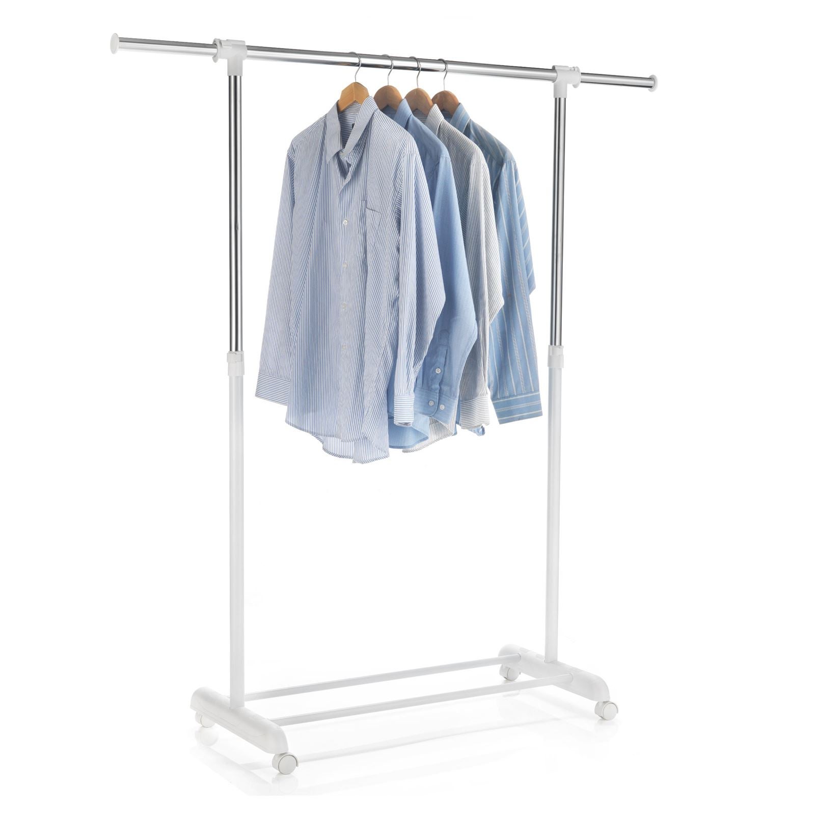 ACCSTORE Porte-Vêtements en Métal Suspension Autoportante avec étagère de Rangement Blanc 