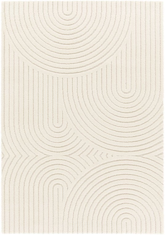 Tapis de salon en relief - Circle - Courbe écru et crème - 160 x 230 cm | Leroy Merlin