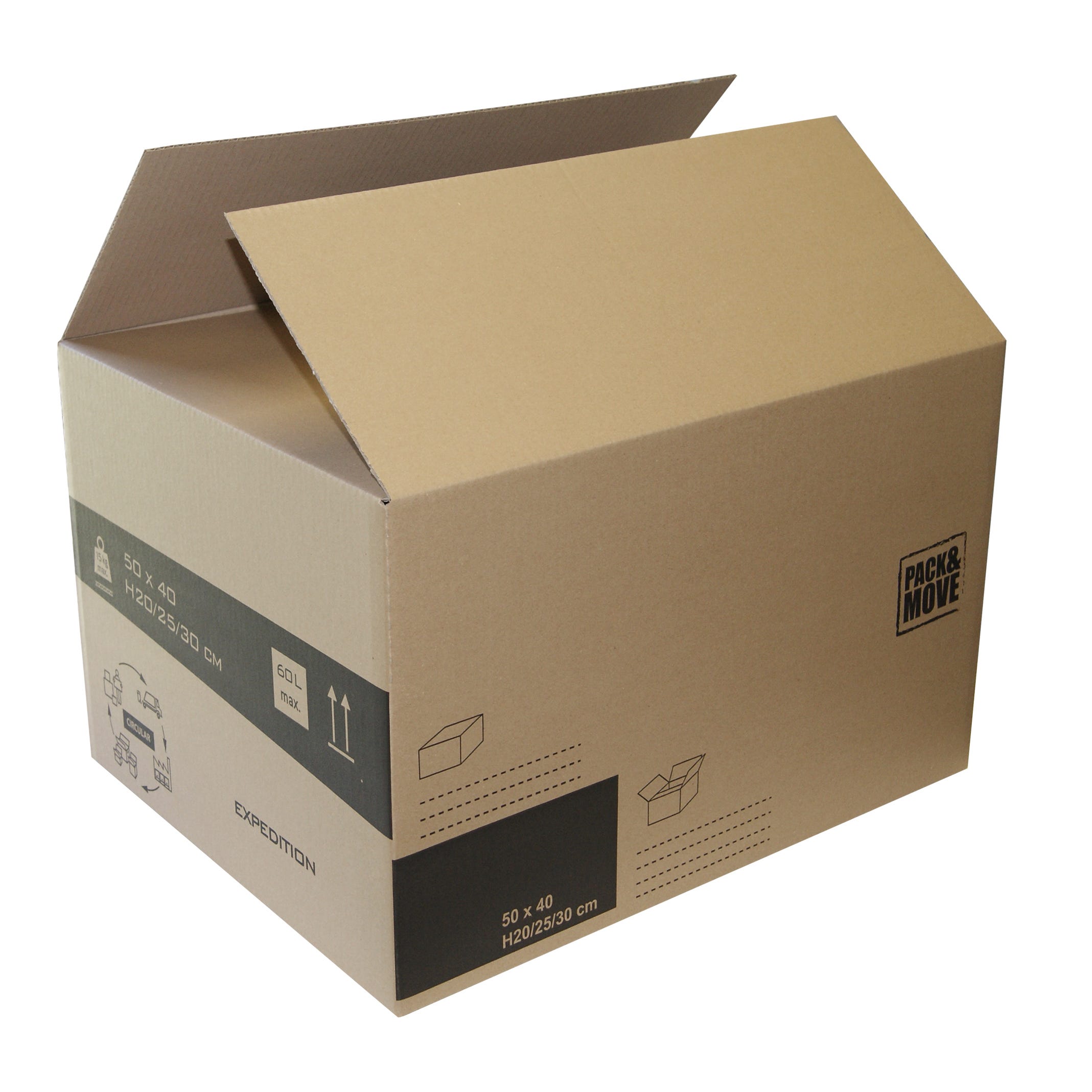 Caja de mudanza de de 20x25x40 cm y carga máx. 5 kg