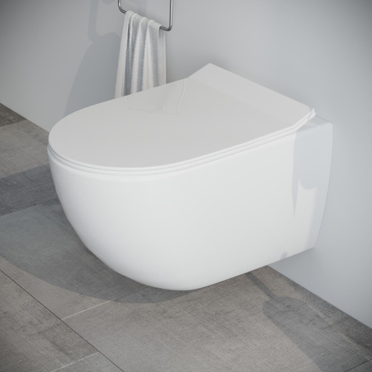 Sanitario Bagno WC Quadrato Sospeso 400x360x515mm Completo con Sedile Copri  WC Soft Close, Telaio con Cassetta
