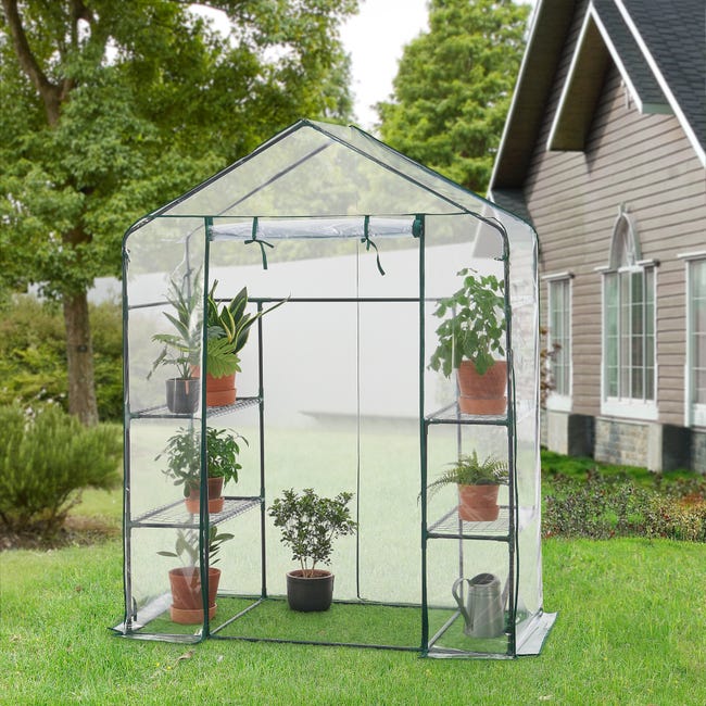 VOKANDA-cubierta de plástico para invernadero, Mini invernadero Exterior  con estructura, Protección Vegetal, 143x143x195cm