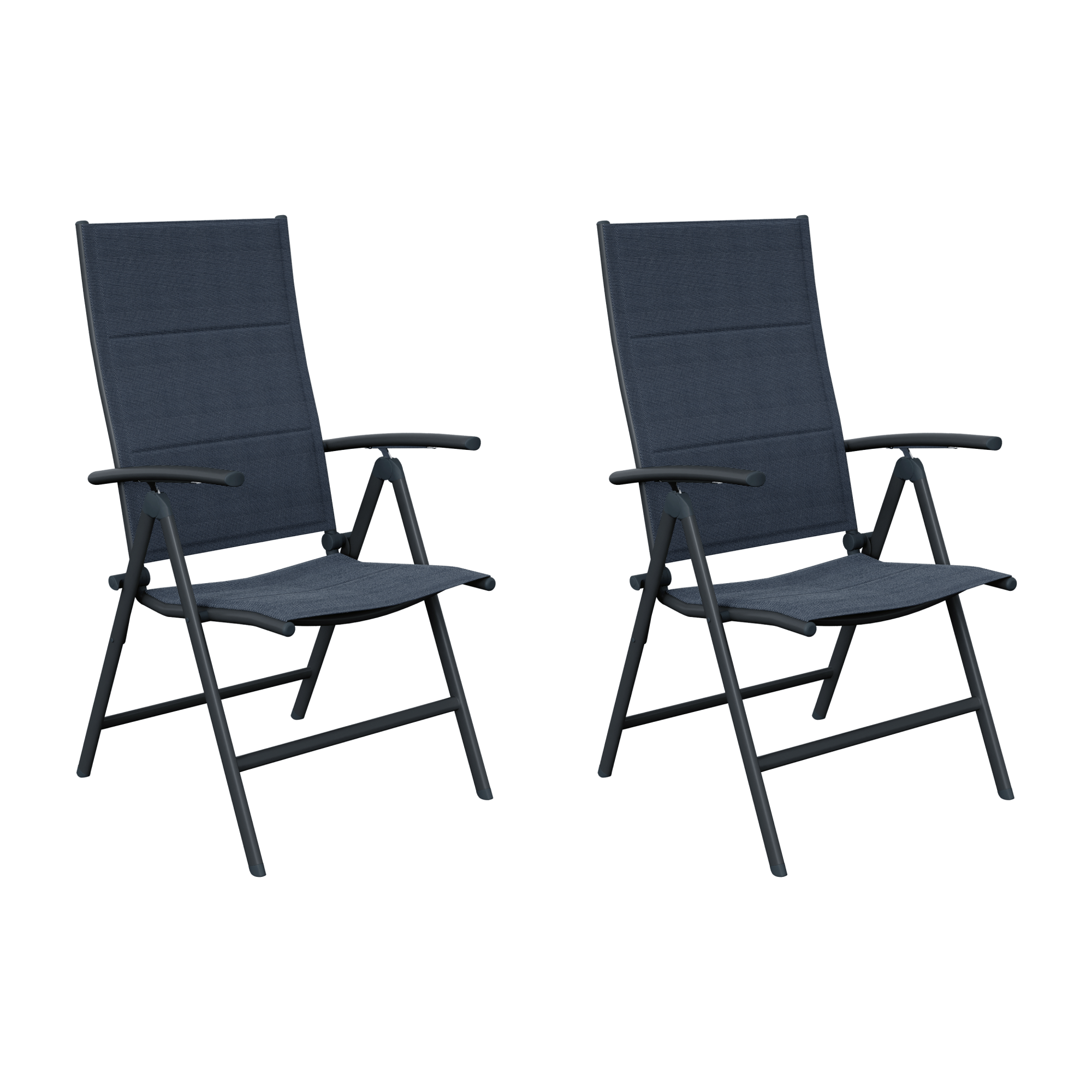 Lot De 2 Fauteuils De Jardin En Textilène Et Acier Bleu - Modèle Cordoba/Phoenix - Empilables, Résistants Aux UV
