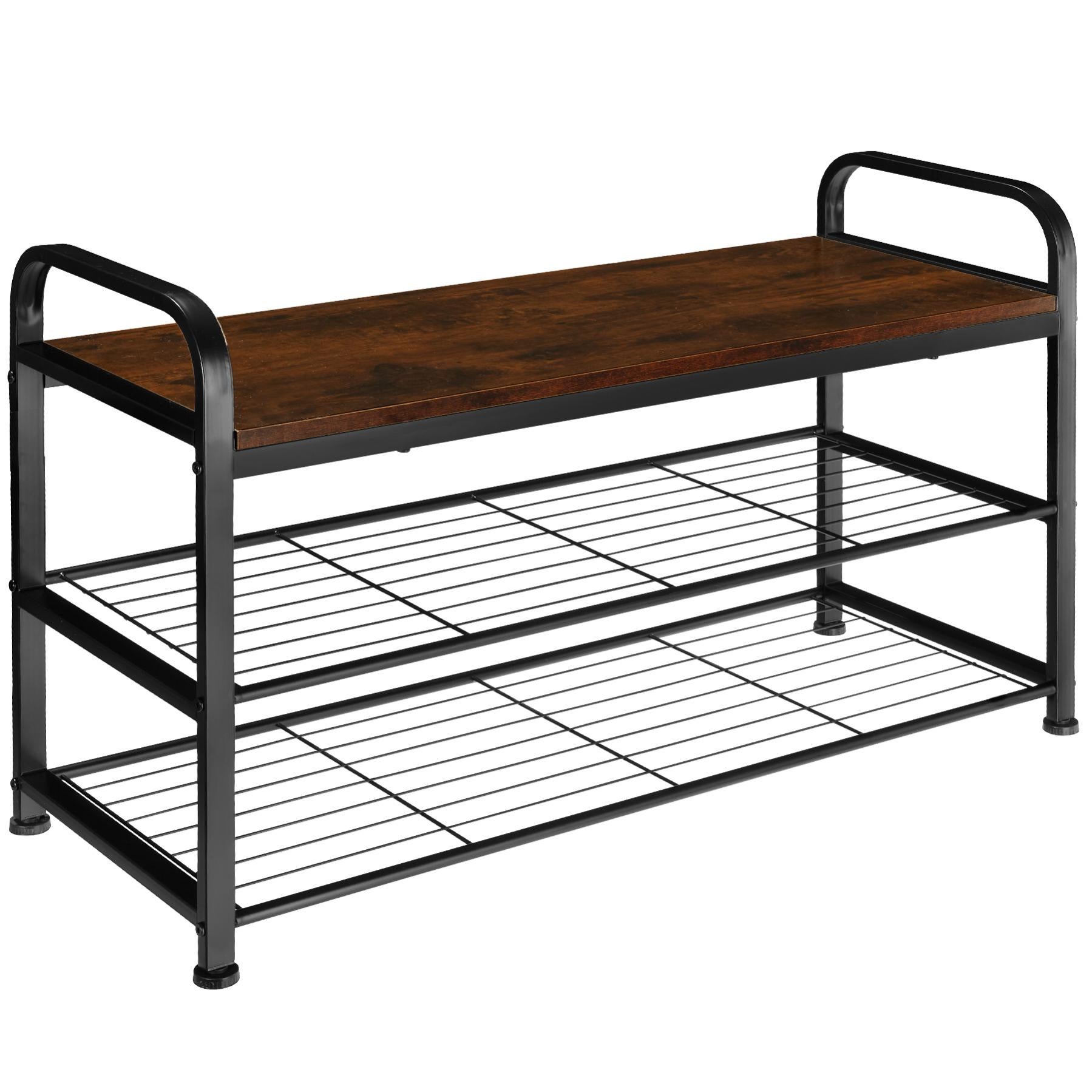 Zapatero De Madera Estilo Industrial - Organizador Para Entrada, 75.5x30.5x69.5 Cm, Color Oscuro