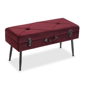 Versa Red Patchwork Banquette Tabouret Banc Chaise Longue pour le Salon  Chambre Bureau, Rouge, 43x40x80cm