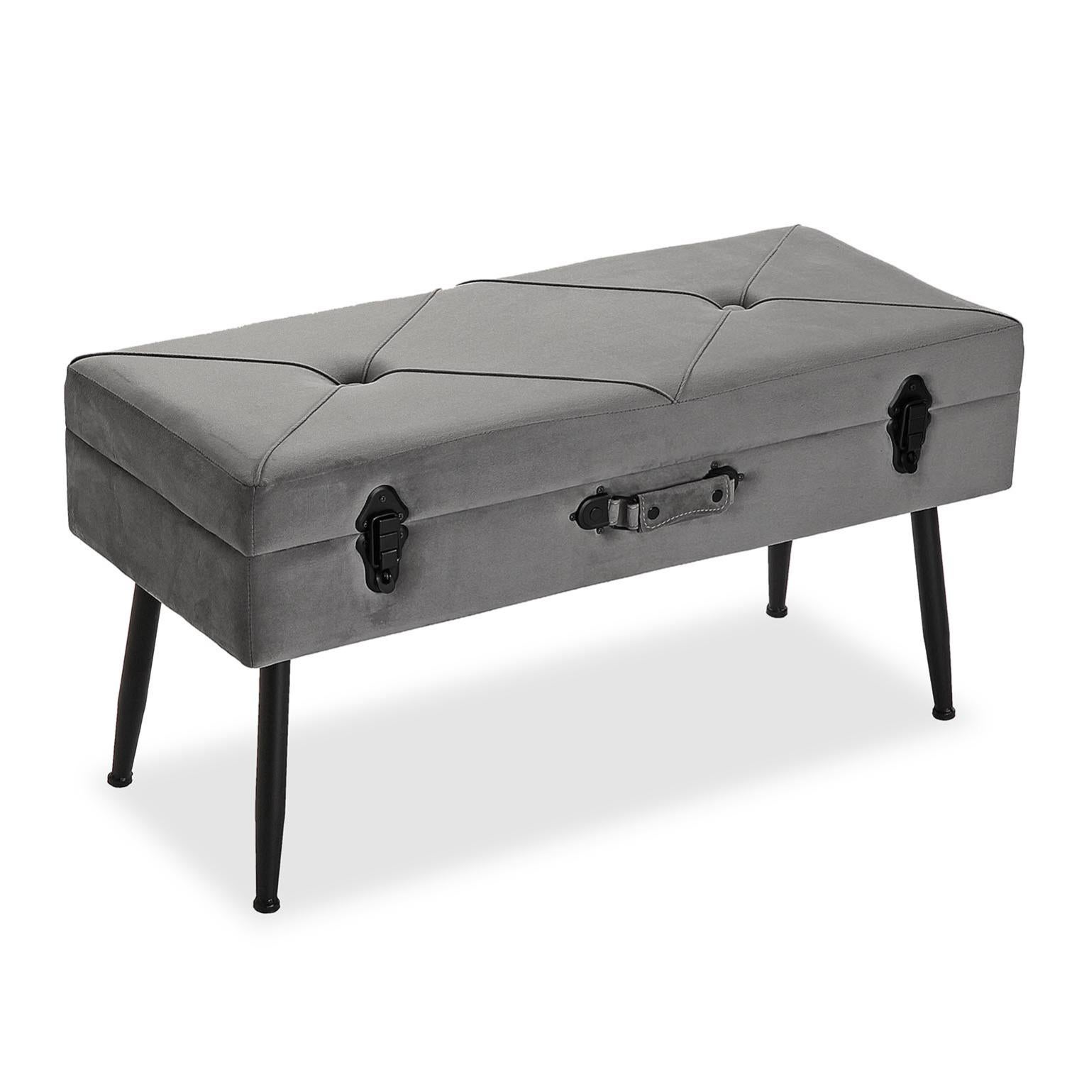 GLAXYFUR Panca Ottomana Pieghevole 110 Cm – Contenitore Portascarpe E Seduta, Fino A 299 Kg, Grigio Scuro