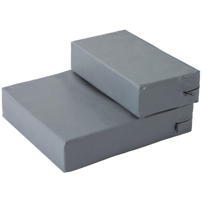 PawHut Scala Per Cani E Gatti 3 Gradini, Peluche Grigio Scuro 45x35x34cm Aiuta A Salire E Scendere Con Facilita 96537623