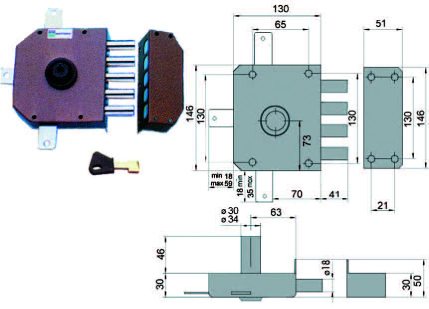 Serratura Per Cassetto Con Cilindro &Oslash; 16,5 Mm - Applicazione KYR 4C, Finitura Nichel