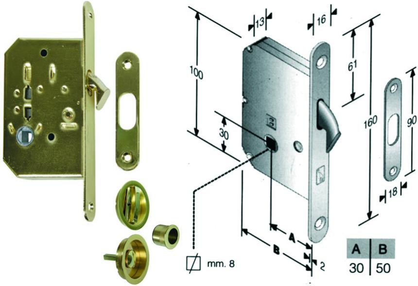 Serratura Orizzontale A Sinistra Incontro Quadro Maniglia 6 Mm 2 Chiavi 89671584 - Foto 6