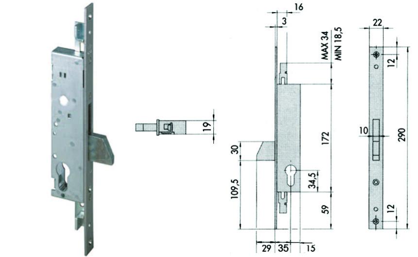 Serratura Triplice Da Infilare Per Montanti E Persiane S/scrocco 46220 - Mm.25 (46220250 - Foto 4