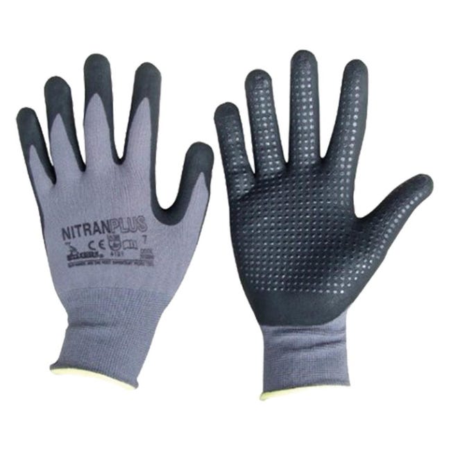 Guanti Da Lavoro In Nitrile Grigio Maurer, Taglia 8, Fodera In Nylon, Confezione Da 12 Paia, Classe 1