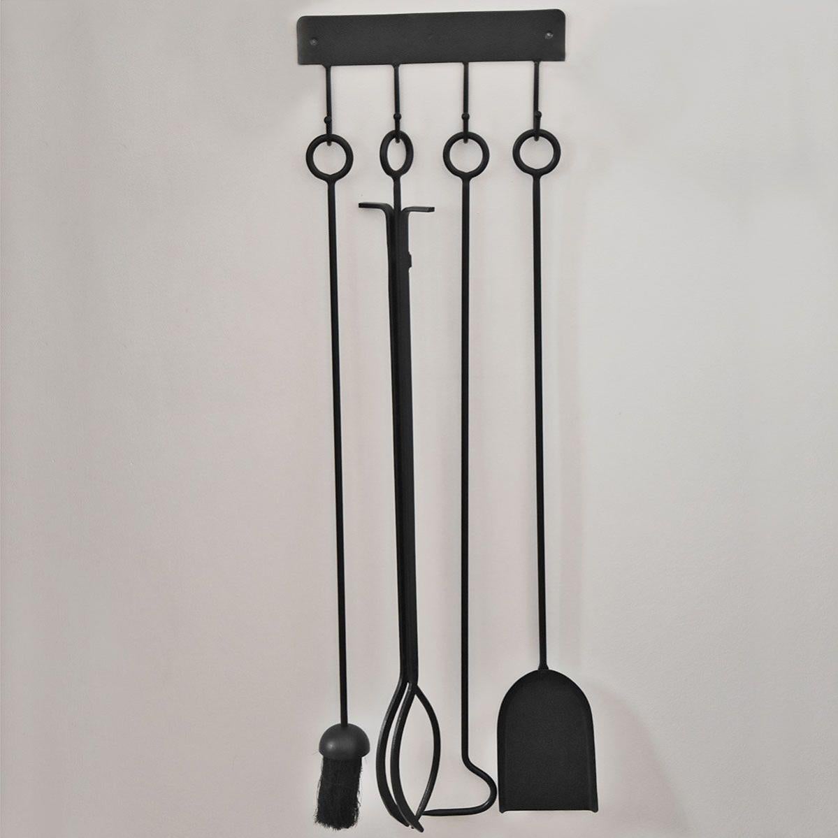 Serviteur De Cheminée Mural - Noir - Métal - L 27 X P 3,5 X H 86 Cm