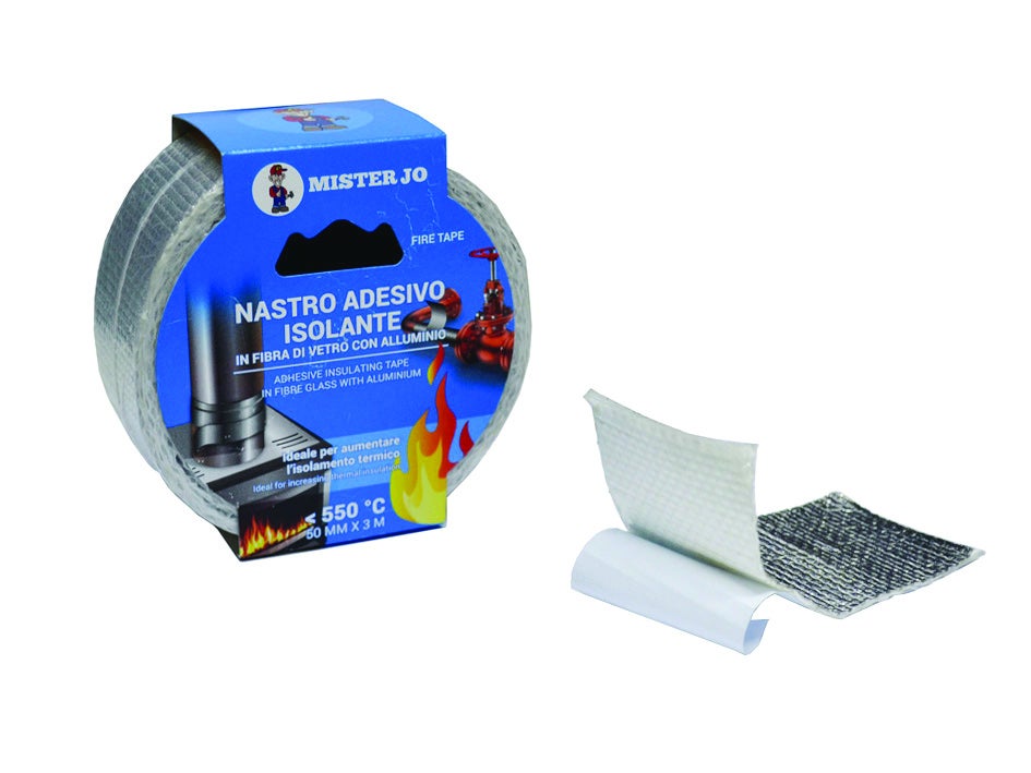 Nastro adesivo isolante in fibra di vetro + alluminio alte temperature -  mm.50 x 3 mt.