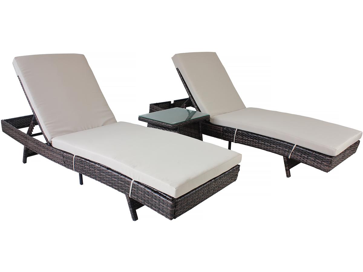 Tumbona + mesa de centro - beige/marrón