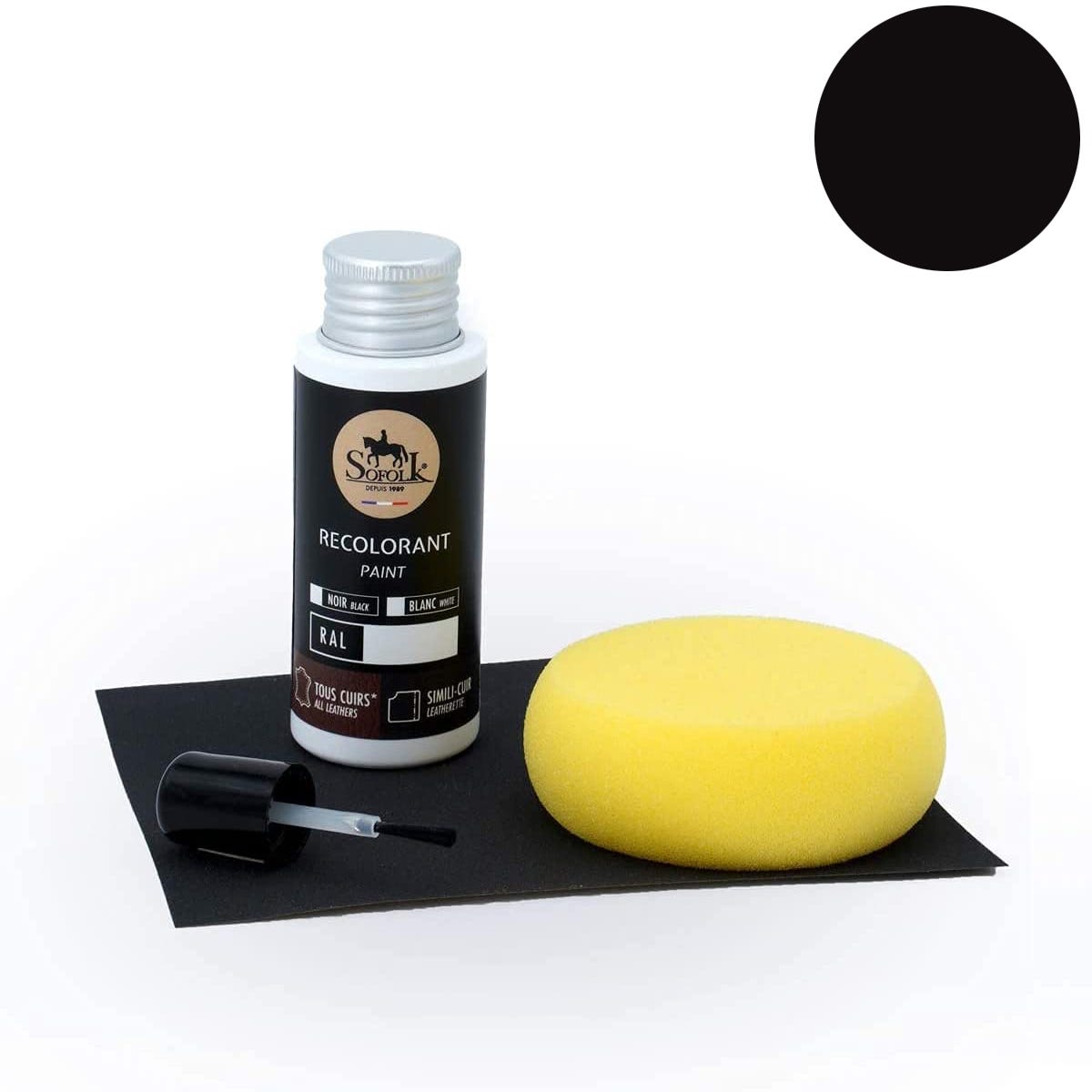 Cuir Liquide Noir + Pinceau + Tissu Siège Réparation de Selle Cuir
