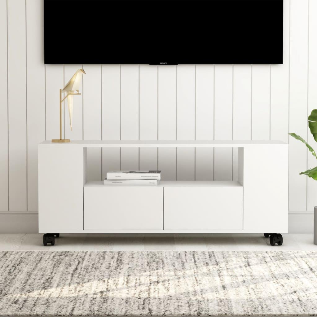 Mobile TV In Legno Multistrato Bianco VidaXL - Dimensioni 140x35x40 Cm, Con Cassetti E Vani, Design Moderno