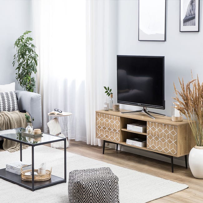 Mueble TV madera oscura/blanco EERIE 