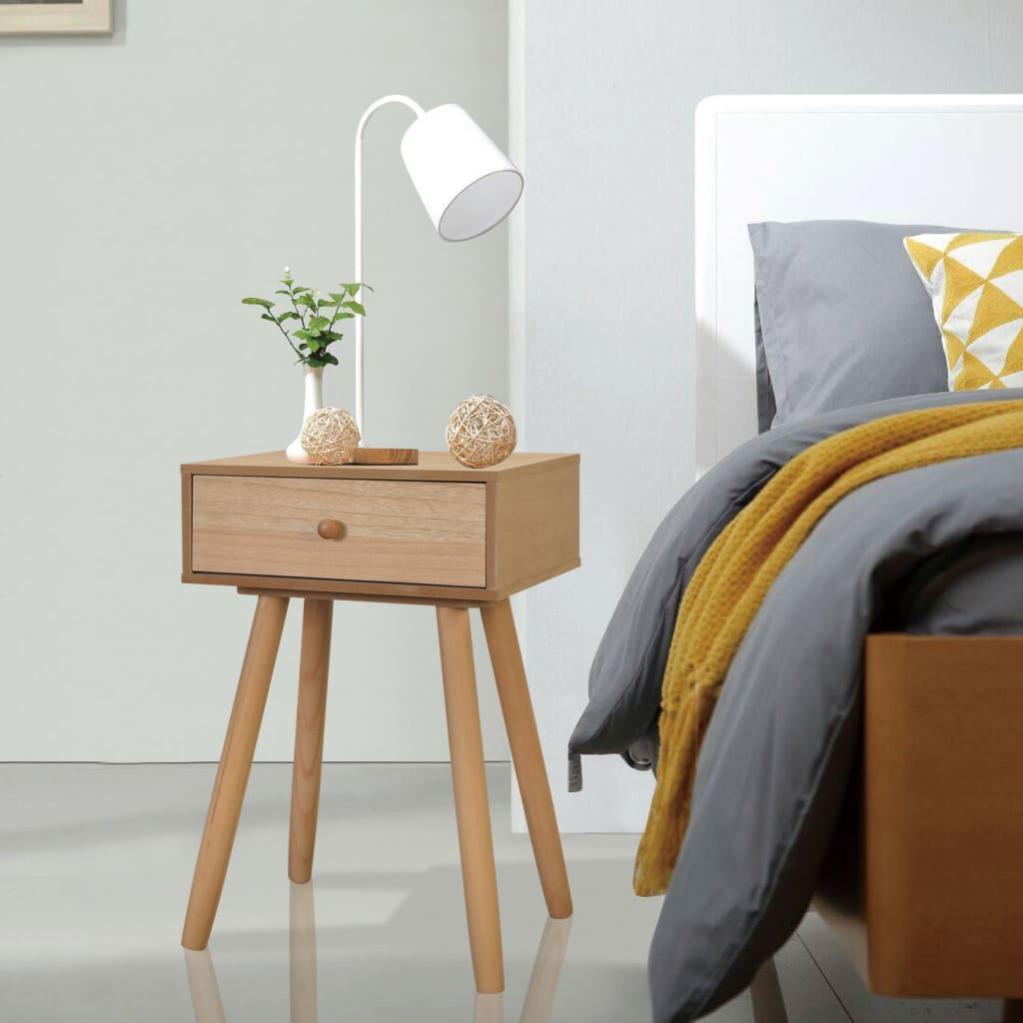 Set Di 2 Comodini In Stile Scandinavo - Legno Di Eucalipto E Massello - 40x30x50 Cm - Con 2 Scomparti - Nero - 3