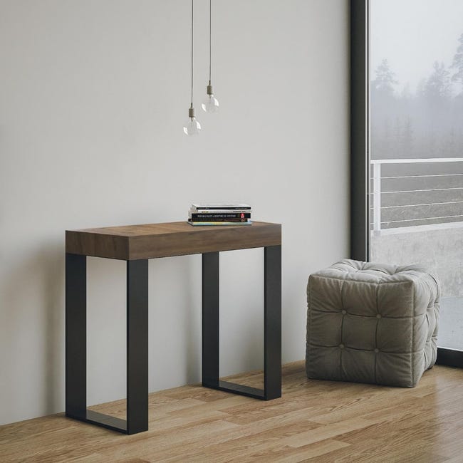 BLENOM Mesa consola recibidor o mesa de entrada de madera maciza sostenible  Aimana c/Irregular 50x23-25x76cm Nogal WN